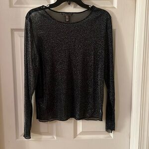 NWOT • VS L/S Glitter Mesh Shirt • M